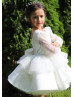 Ivory Glitter Lace Satin V Back Dream Flower Girl Dress Ivory Glitter Lace Satin V Back Dream Flower Girl Dress